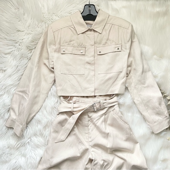 Jonathan Simkhai Belted Cutout Twill Playsuit Cream Linen Women’s Size 2 NWT - Picture 7 of 14